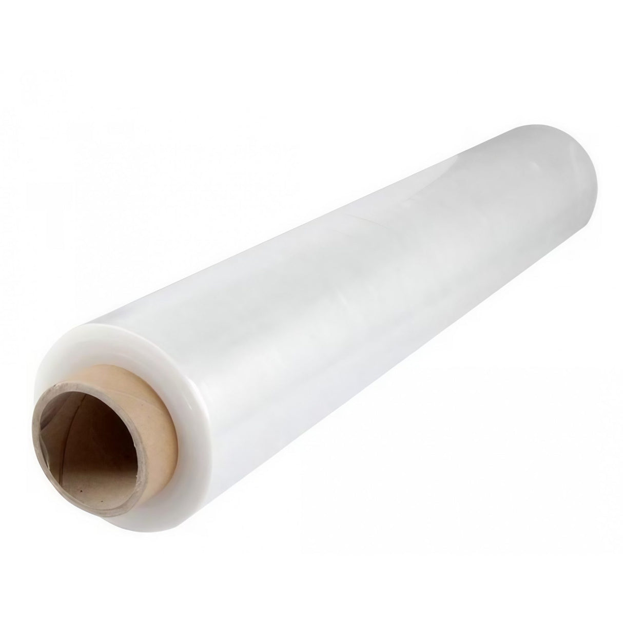 Detaliu capăt rolă folie stretch 500m, inscripții tehnice, densitate 0,92 g/cm³ vizibile
