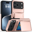 Husa de Protectie compatibila Apple iPhone 17 Pro Max, Vivimall, Compartiment pentru Carduri, Anti-alunecare, Protectie PC, Rezistenta la Zgirieturi, Rose Gold - vivimall.ro