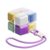Organizator medicamente Flippy model Rubik Cube multicolor, vedere frontală, 7.3x6x6 cm