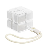 Cutie pentru Medicamente, Flippy, Model Rubik' Cube, cu Curea de Agatare, Dozator Portabil de Medicamente, Dispenser Pastile, estimat pentru 7 zile, 7.3 x 6 x 6 cm, Alb - vivimall.ro