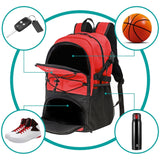 Rucsac De Baschet Multifunctional, Pentru Calatorie, Sport, Scoala, Cu Compartiment Pentru Pantofi Si Minge, 32 Litri, -Negru