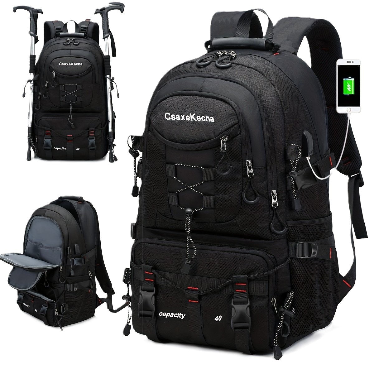 Rucsac Multifunctional De Alpinism, Capacitate 36-55 L, De Calatorie, Impermeabil, Slot Usb Incarcare Telefon, Bretele Reglabile, 52 X 34 X 19 Cm - vivimall.ro