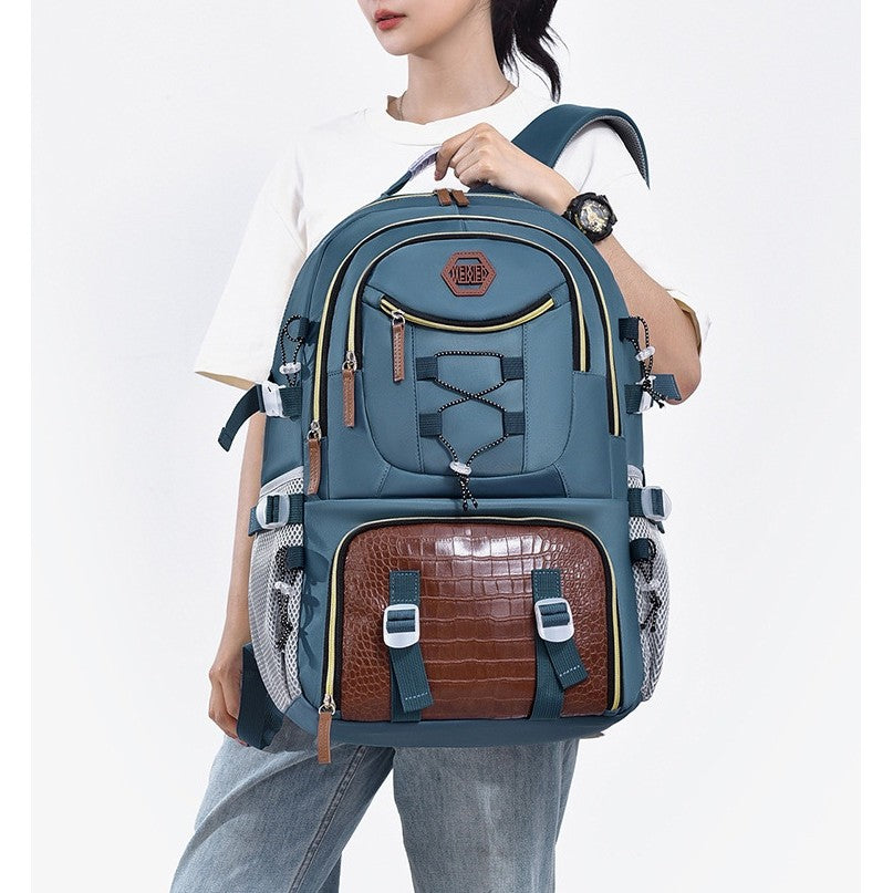 Rucsac Multifunctional pentru Calatorie, Vivimall, pentru Alpinism, Voiaj, Drumetii, din Panza Oxford, 34x16x52 cm, Albastru Marin - vivimall.ro