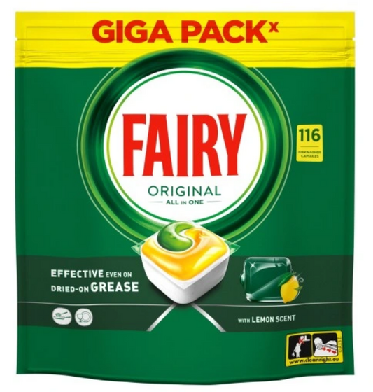 Fairy Original All‑in‑One Lemon — 100 capsule pentru mașina de spălat vase - vivimall.ro