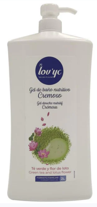 Lov'Yc Gel de duș cremos cu ceai verde și floare de lotus, 2 L - vivimall.ro
