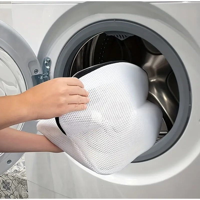 Sac pentru spalare si uscare incaltaminte Flippy, compatibil cu masina de spalat, material rezistent, 42 x 24 x 24 cm, alb