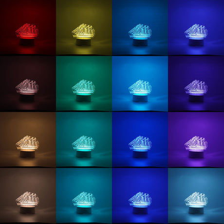 Lampa LED decorativa, Vivimall, 3D, Vapor, cu telecomanda, doua moduri de alimentare USB si baterii, 20 cm inaltime, din material acril si lumina multicolora, alb - vivimall.ro