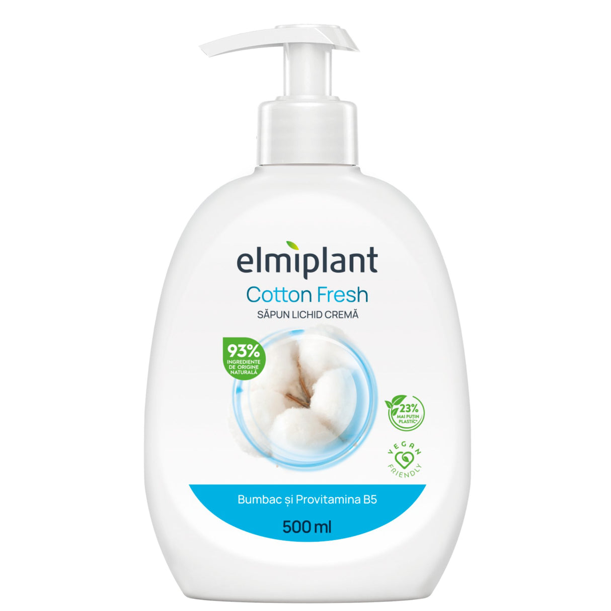 Sapun Lichid Crema, Elmiplant, Bumbac si Provitamina B5, 500 ml - vivimall.ro