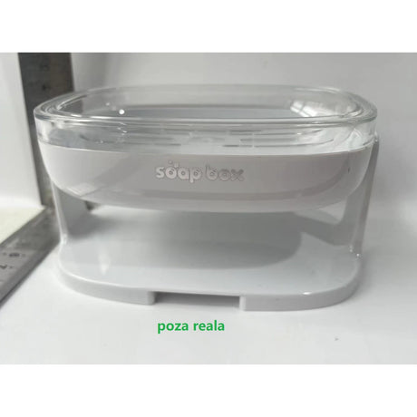 Savoniera cu Suport 2 in 1, Vivimall, Pentru Perete sau Blat, PET, Scurgere Optima, Alb - vivimall.ro