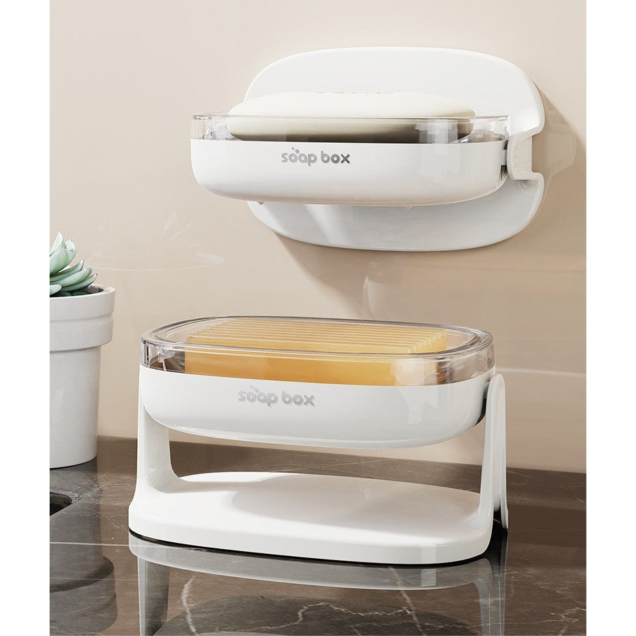 Savoniera Cu Suport 2 In 1, Pentru Perete Sau Blat, Pet, Scurgere Optima - vivimall.ro