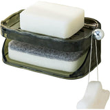 Savoniera Dubla, Flippy, 2 Straturi, Instalare fara Perforare, Agatatoare Burete, 13.5 x 8.5 x 6 cm, Verde Inchis