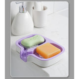 Savoniera Dubla, Vivimall, Sistem de Scurgere a Apei, din ABS, 14.5 x 18 x 3 cm, Mov/Alb - vivimall.ro