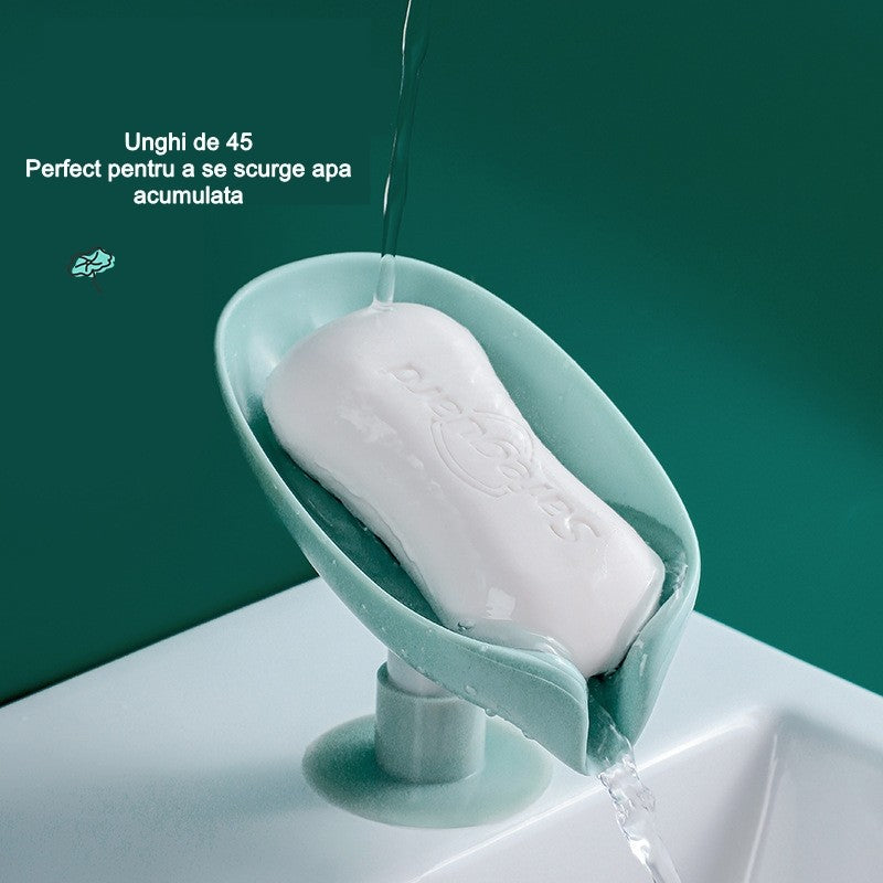 Savoniera Cu Scurgere, Pentru Sapun, Cu Ventuza, Material Abs, 13 X 8.5 X 10.5 Cm, Albastru - vivimall.ro