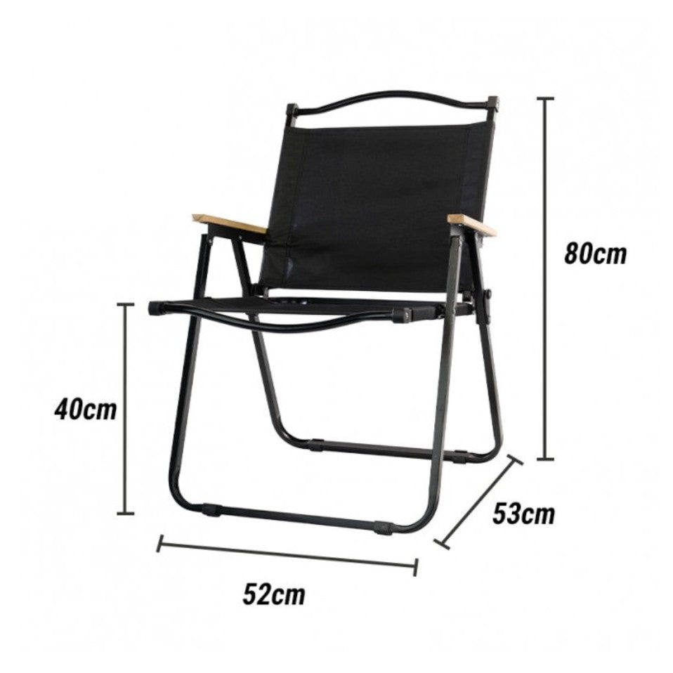 Scaun Camping, Aluminiu, Pliabila, 52 X 53 X 80 Cm, Negru - vivimall.ro