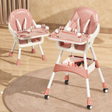 Scaun de Masa 2in1, Flippy, pentru Copii de la 6 luni - 5 Ani, Inaltime Reglabila, Centura in 5 Puncte, Tava de Masa, Roti cu Frana, Cos Depozitare, Jucarie Inclusa, 94 x 78 x 60 cm, Roz