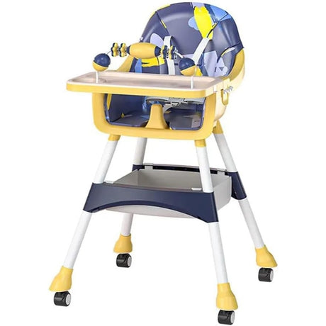 Scaun De Masa 2In1, Pentru Copii De La 6 Luni - 5 Ani, Inaltime Reglabila, Centura In 5 Puncte, Tava De Masa, Roti Cu Frana, Cos Depozitare, Jucarie Inclusa