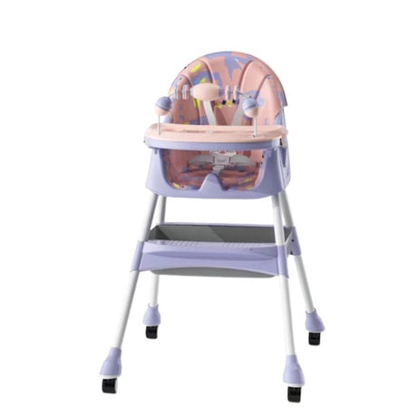 Scaun De Masa 2In1, Pentru Copii De La 6 Luni - 5 Ani, Inaltime Reglabila, Centura In 5 Puncte, Tava De Masa, Roti Cu Frana, Cos Depozitare, Jucarie Inclusa