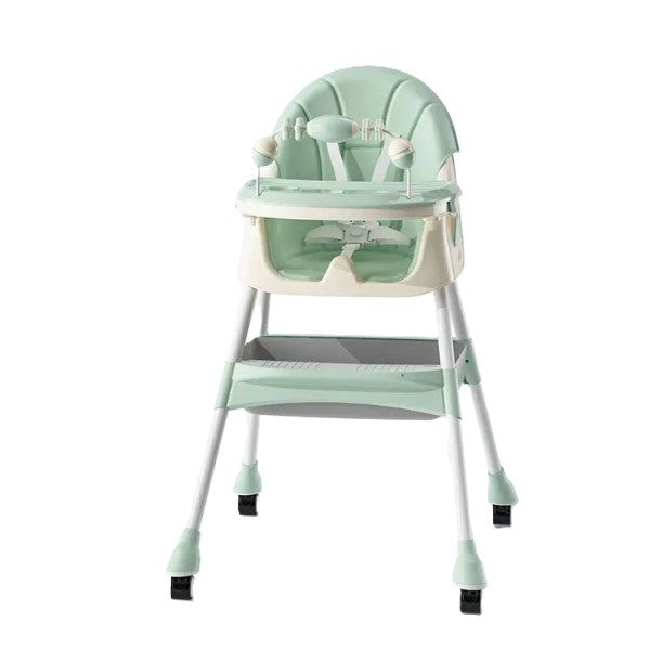 Scaun De Masa 2In1, Pentru Copii De La 6 Luni - 5 Ani, Inaltime Reglabila, Centura In 5 Puncte, Tava De Masa, Roti Cu Frana, Cos Depozitare, Jucarie Inclusa