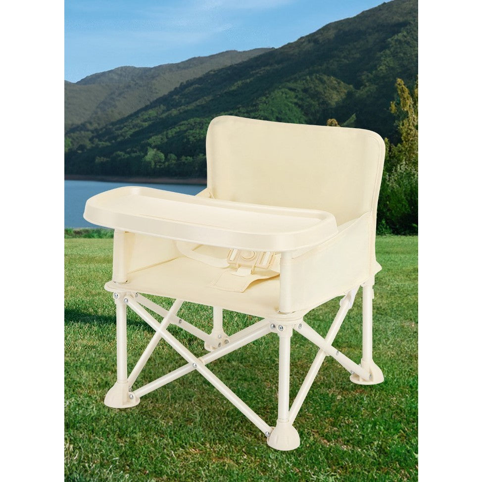 Scaun de Masa pentru Bebelusi si Copii, Flippy, Tavita si Husa Detasabile, Multifuncțional, Stabil, Centura de Siguranta, Cos de Depozitare, Bej, cu Umbrela Roz, de la 6 Luni - vivimall.ro