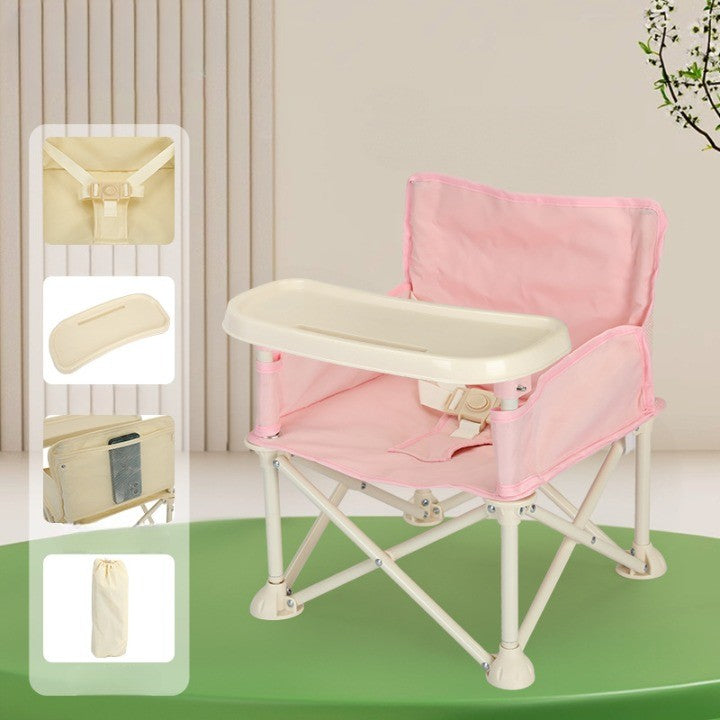 Scaun de Masa pentru Bebelusi si Copii, Flippy, Tavita si Husa Detasabile, Multifuncțional, Stabil, Centura de Siguranta, Cos de Depozitare, Roz, cu Umbrela Roz, de la 6 Luni - vivimall.ro