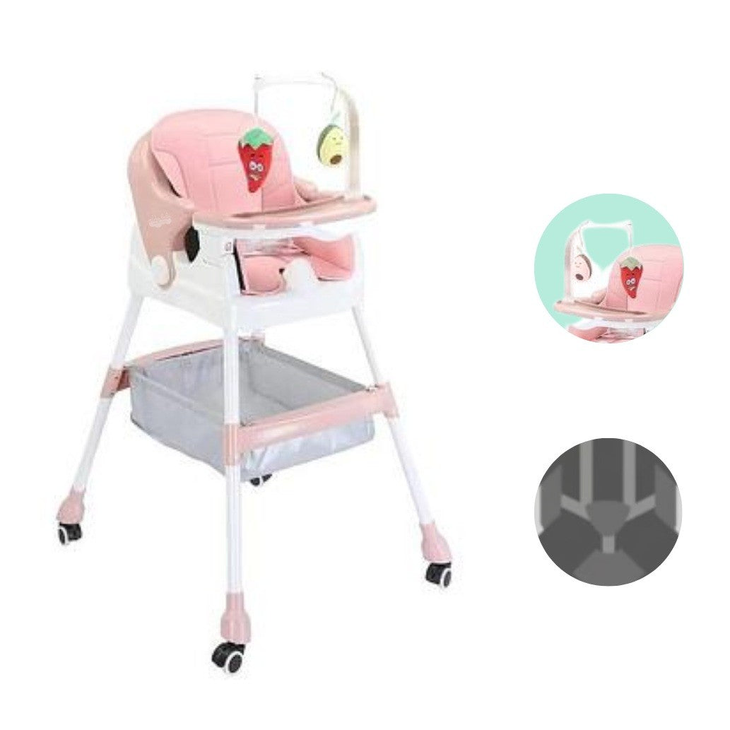 Scaun De Masa Pentru Copii, Multifunctional, Pliabil, Cu Roti, Cos De Depozitare, Din Plastic, Centura De Siguranta, Suport De Agatat Jucarii