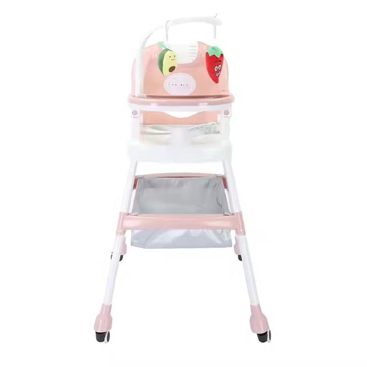 Scaun De Masa Pentru Copii, Multifunctional, Pliabil, Cu Roti, Cos De Depozitare, Din Plastic, Centura De Siguranta, Suport De Agatat Jucarii