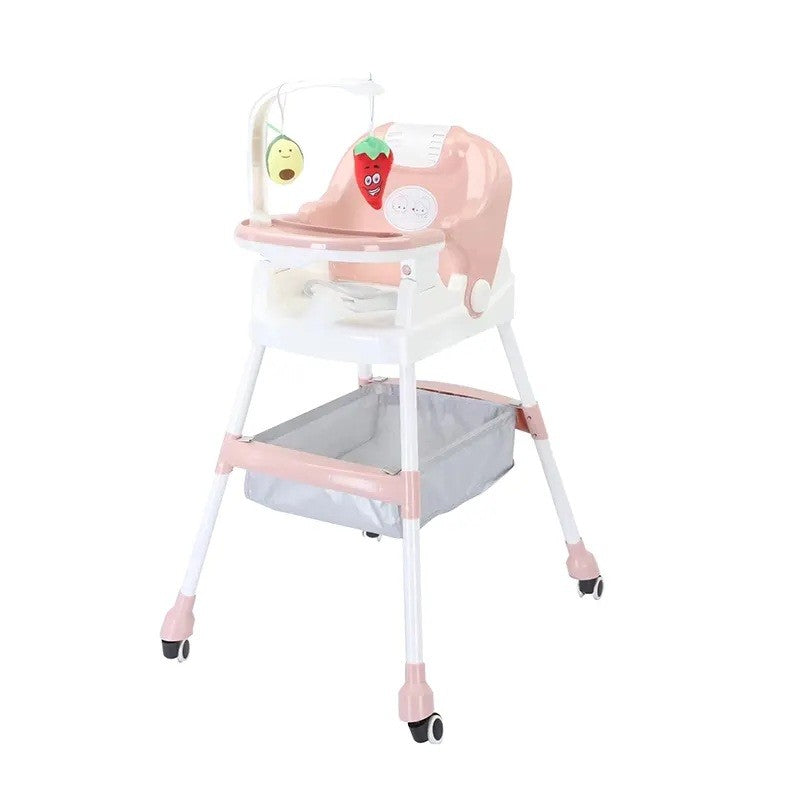 Scaun De Masa Pentru Copii, Multifunctional, Pliabil, Cu Roti, Cos De Depozitare, Din Plastic, Centura De Siguranta, Suport De Agatat Jucarii