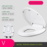 Capac De Toaleta Cu Reductie 2 In 1, Pentru Copii Si Adulti, Coborare Lenta Si Silentioasa, Instalare Usoara, Din Pp5, In Forma De V, Alb - vivimall.ro