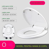 Capac De Toaleta Cu Reductie 2 In 1, Pentru Copii Si Adulti, Coborare Lenta Si Silentioasa, Instalare Usoara, Din Pp5, In Forma De O, Alb - vivimall.ro