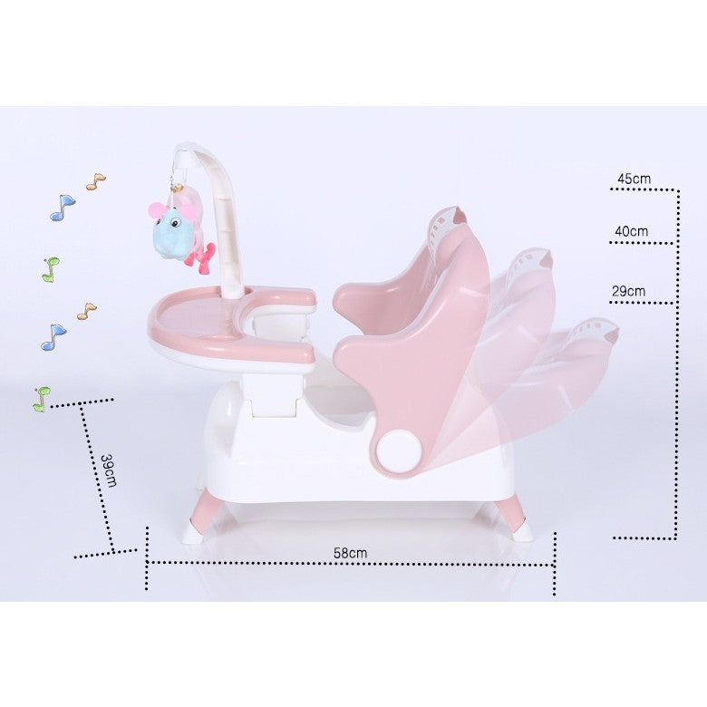 Scaun Pentru Copii 2 In 1, Pentru Servit Masa Si Pentru Baie, Multifunctional, Pliabil, Portabil, Din Plastic, Spatar Reglabil
