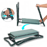 Scaun Multifunctional pentru Gradinarit, Flippy, Inaltime Reglabila, Geanta Laterala pentru unelte, 60 x 49 x 27 cm, Pliabil, Verde