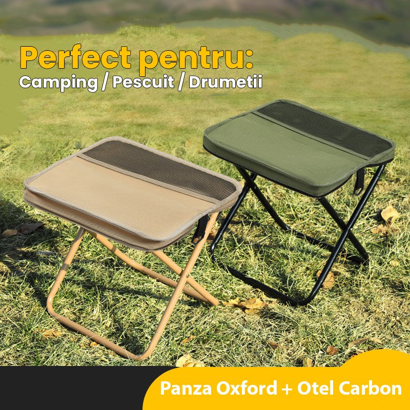 Scaun Taburet Pliabil pentru Camping, Vivimall, pentru Adulti, Scaun Portabil, Pescuit, din Panza Oxford si Cadru Metalic, Mic 26 x 24 x 24 cm, Verde - vivimall.ro
