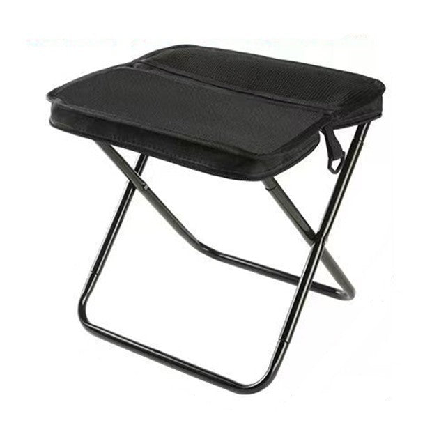 Scaun Taburet Pliabil pentru Camping, Vivimall, pentru Adulti, Scaun Portabil, Pescuit, din Panza Oxford si Cadru Metalic, Mare 31 x 29 x 25 cm, Negru - vivimall.ro