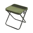 Scaun taburet pliabil camping din pânză Oxford verde și cadru metalic, vedere frontală, 31x29x25 cm