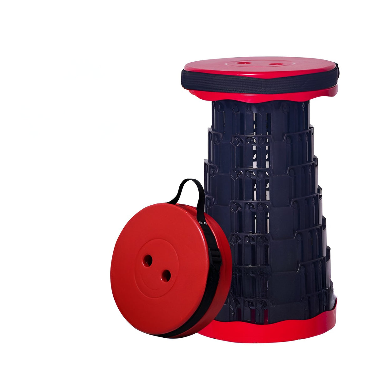 Scaun Telescopic Pliabil Pentru Camping Si Pescuit, Portabil, Universal, Sustine 150 Kg, Abs, Diametru 25 Cm, Extensibil, Inaltime 45 Cm, Rosu- - vivimall.ro