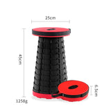 Scaun Telescopic Pliabil Pentru Camping Si Pescuit, Portabil, Universal, Sustine 150 Kg, Abs, Diametru 25 Cm, Extensibil, Inaltime 45 Cm, Rosu- - vivimall.ro