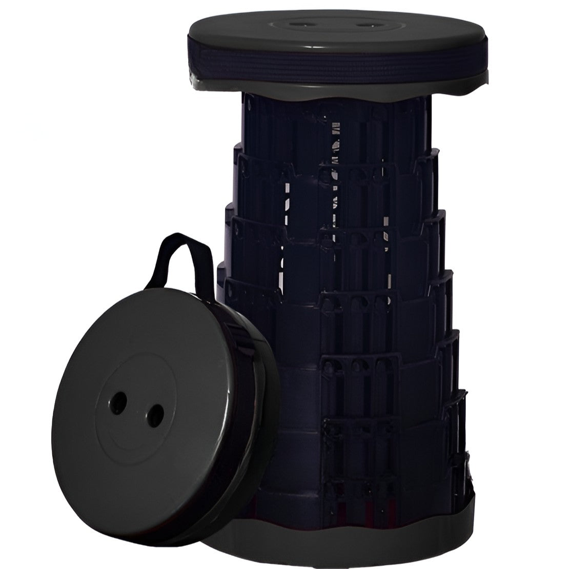 Scaun Telescopic Pliabil pentru Camping si Pescuit, Vivimall, Portabil, Universal, Sustine 150 kg, ABS, Diametru 25 cm, Extensibil, Inaltime 45 cm, Negru - vivimall.ro