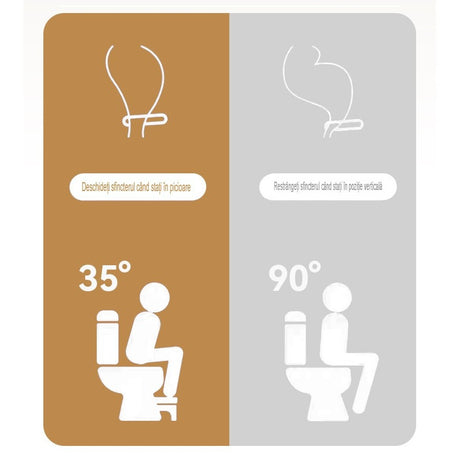 Scaunel WC, Flippy, Tratament Impotriva Hemoroizilor si Constipatiei, Scaun Inaltator WC Copii, Suport Picioare WC, Taburet Inaltator Pozitia Corecta Ghemuit Pe WC, Plastic Rezistent, 17x22x38 cm, Gri