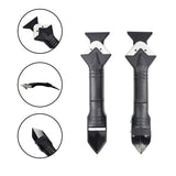 Set Racleta Pentru Indepartare Adeziv, Racleta Pentru Silicon Si Lipici, 5 Capete Din Silicon, Dimensiune Inchisa 18.8 X 4 X 2.8 Cm, Metal, Negru - vivimall.ro
