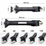 Set Racleta Pentru Indepartare Adeziv, Racleta Pentru Silicon Si Lipici, 5 Capete Din Silicon, Dimensiune Inchisa 18.8 X 4 X 2.8 Cm, Metal, Negru - vivimall.ro