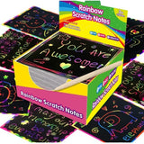 Set 100 de Foi de Hartie de Razuit, Flippy, cu Creion din Bambus, pentru Desen, 8.5 x 8.5, Curcubeu, Negru