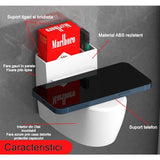 Scrumiera creativa Vivimall, Forma de Toaleta, Capac Alb , Material ABS si Otel Inoxidabil, 12.5 x 10 x 8 cm, Fixare prin Lipire sau De Sine Statator, pentru Baie, Camera, Bucatarie, Balcon, Alb, model 2 - vivimall.ro