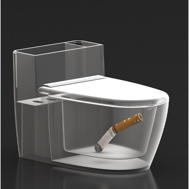 Scrumiera Creativa Forma De Toaleta, Capac Alb, Material Abs Si Otel Inoxidabil, 12.5 X 10 X 8 Cm, Fixare Prin Lipire Sau De Sine Statator, Pentru Baie, Camera, Bucatarie, Balcon, Alb, Model 2 - vivimall.ro