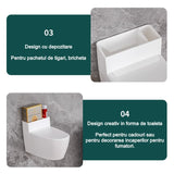 Scrumiera Creativa Forma De Toaleta, Capac Alb, Material Abs Si Otel Inoxidabil, 12.5 X 9.8 X 8.4 Cm, Fixare Prin Lipire Sau De Sine Statator, Pentru Baie, Camera, Bucatarie, Balcon, Alb - vivimall.ro