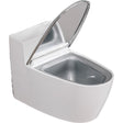 Scrumiera Creativa Forma De Toaleta, Capac Alb, Material Abs Si Otel Inoxidabil, 12.5 X 9.8 X 8.4 Cm, Fixare Prin Lipire Sau De Sine Statator, Pentru Baie, Camera, Bucatarie, Balcon, Alb - vivimall.ro