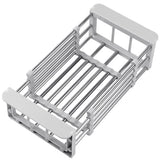 Suport Scurgere Extensibil pentru Bucatarie, Vivimall, Uscator Vase din Otel Inoxidabil, Suport Tacamuri si Pahare, Suport pentru Fructe si Legume, 24.5 x 16.5 x 9.5 cm-Gri deschis - vivimall.ro