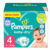 Pampers Baby‑Dry, mărimea 4 (9–14 kg) — 94 buc. - vivimall.ro