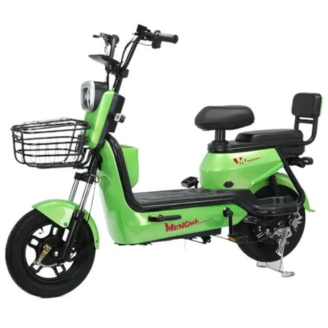 Scuter electric 48V 500W verde, model KG, vedere laterală, autonomie 60-80 km, dimensiuni 1530x400x850 mm