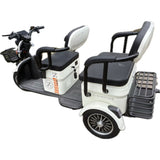 Triciclu Electric V6, Saige, Fara Permis, cu Doua Locuri, Motor 1800W, Baterie 72V24Ah, Autonomie 60km, 220x88x105 cm, Viteza Maxima 25km/h, Alb - vivimall.ro