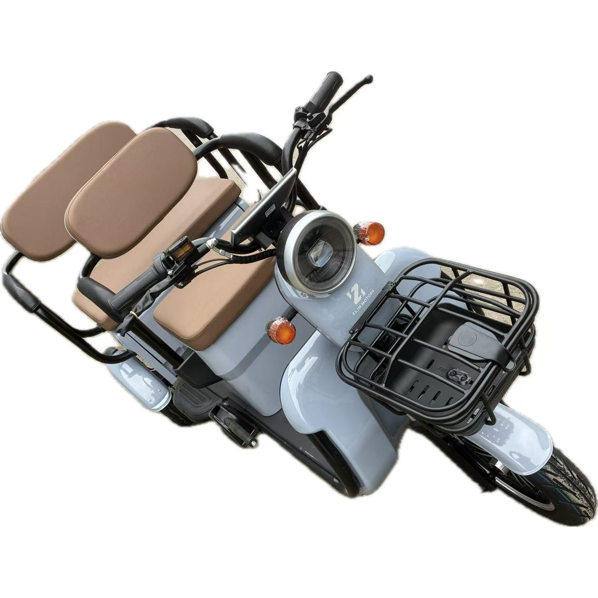 Triciclu Electric V6, Saige, Fara Permis, cu Doua Locuri, Motor 1800W, Baterie 72V24Ah, Autonomie 60km, 220x88x105 cm, Viteza Maxima 25km/h, Gri OldStyle - vivimall.ro